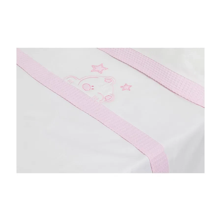 Parure Lit 60X120 (Drap 152X102 + Drap Dessous 120X60X12 + Coussin 60X30 ) Rose