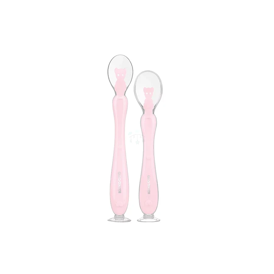 Cuillères en silicone avec ventouse 2pcs Rose