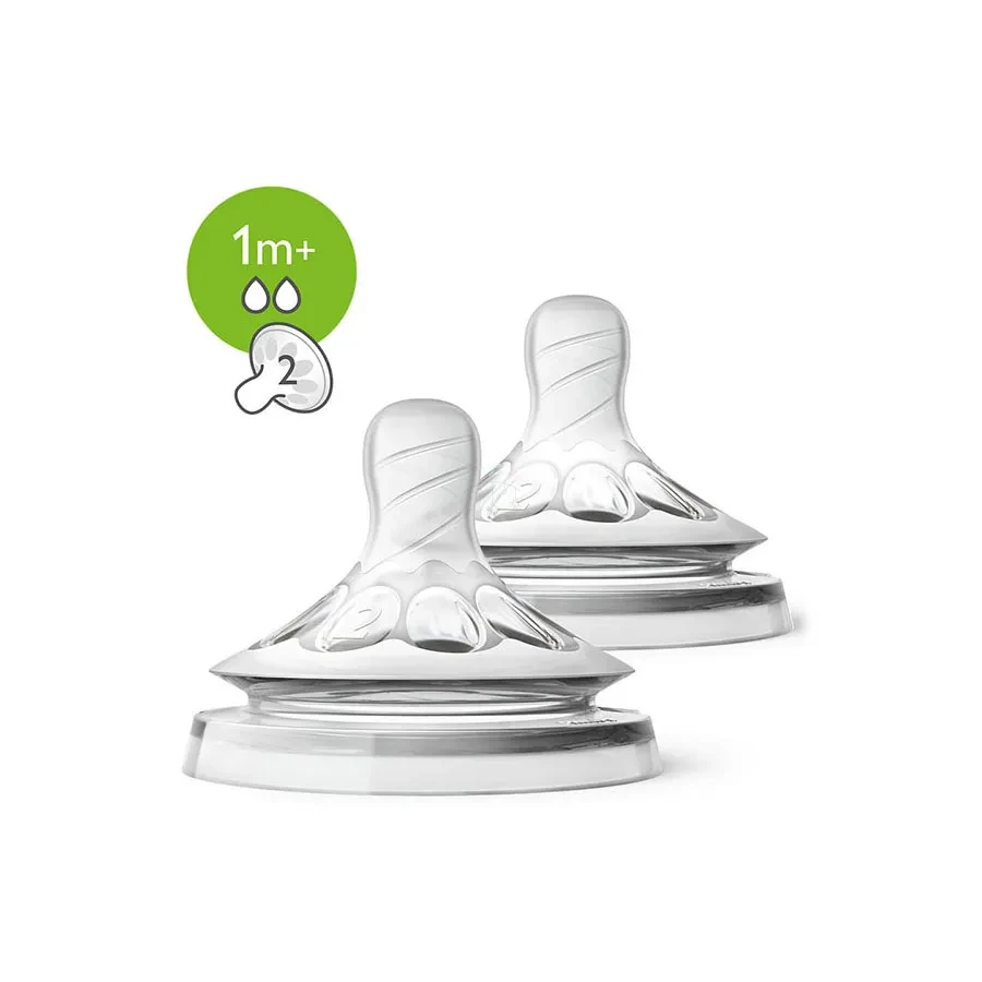 Lot de 2 tétines 1m+ / 2 trous Natural Avent