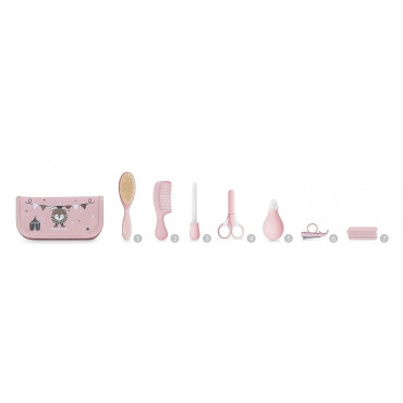 Miniland Trousse de soin santé et toilette bébé rose