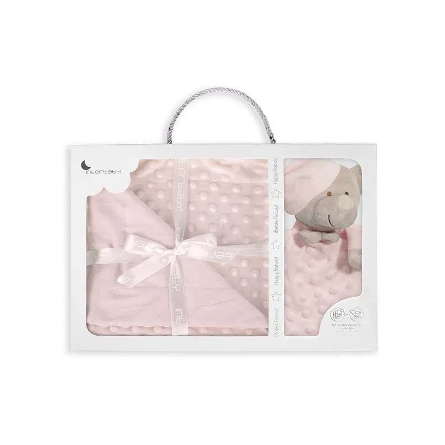 Couverture En Bulles-80 X 110-Coraline +Doudou 28X17 Rose