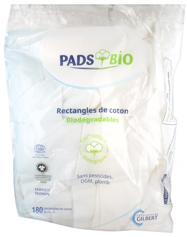 GILBERT PADS BIO COTTON RECTANGLE 180 U 8X10 CM