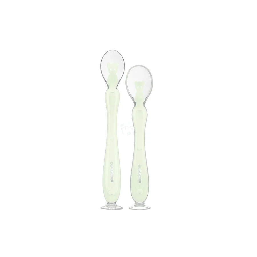 KikkaBoo Cuillères en silicone avec ventouse 2pcs Vert